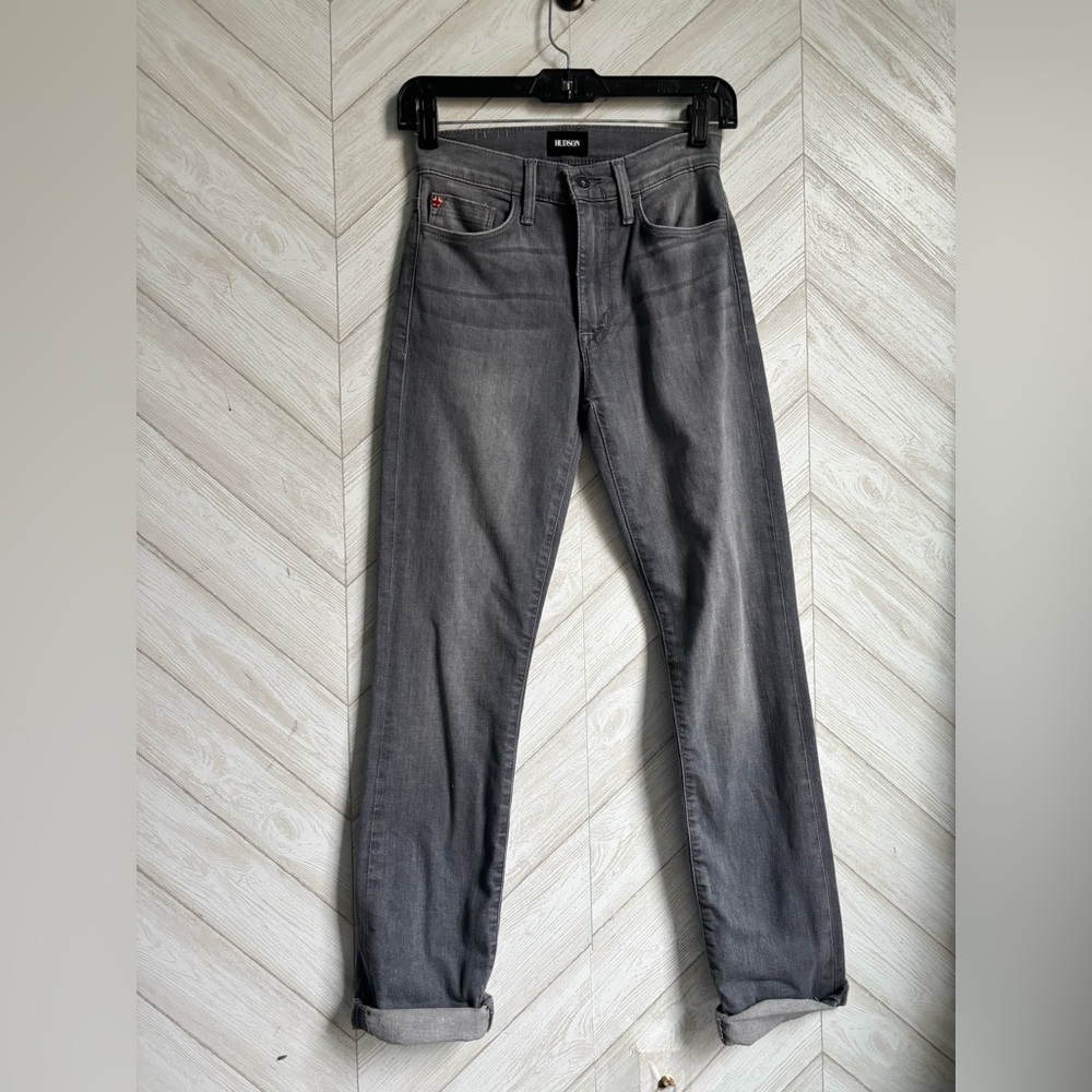 NEW Hudson Blair straight leg high rise crop jeans grey 24